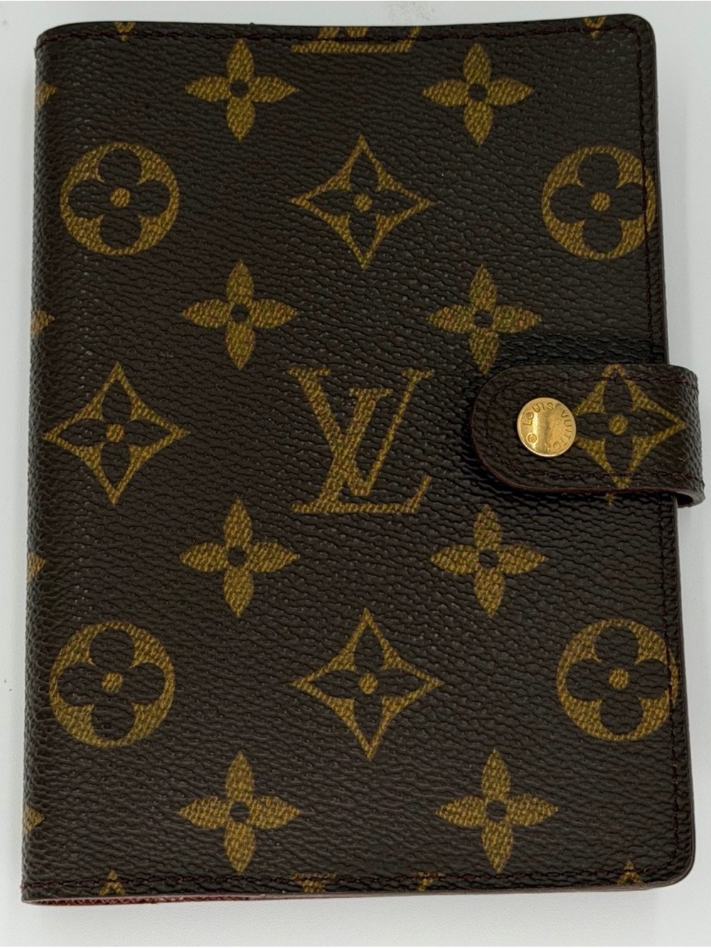 Louis Vuitton Brown Monogram Canvas Notebook Cover with Gold Snap